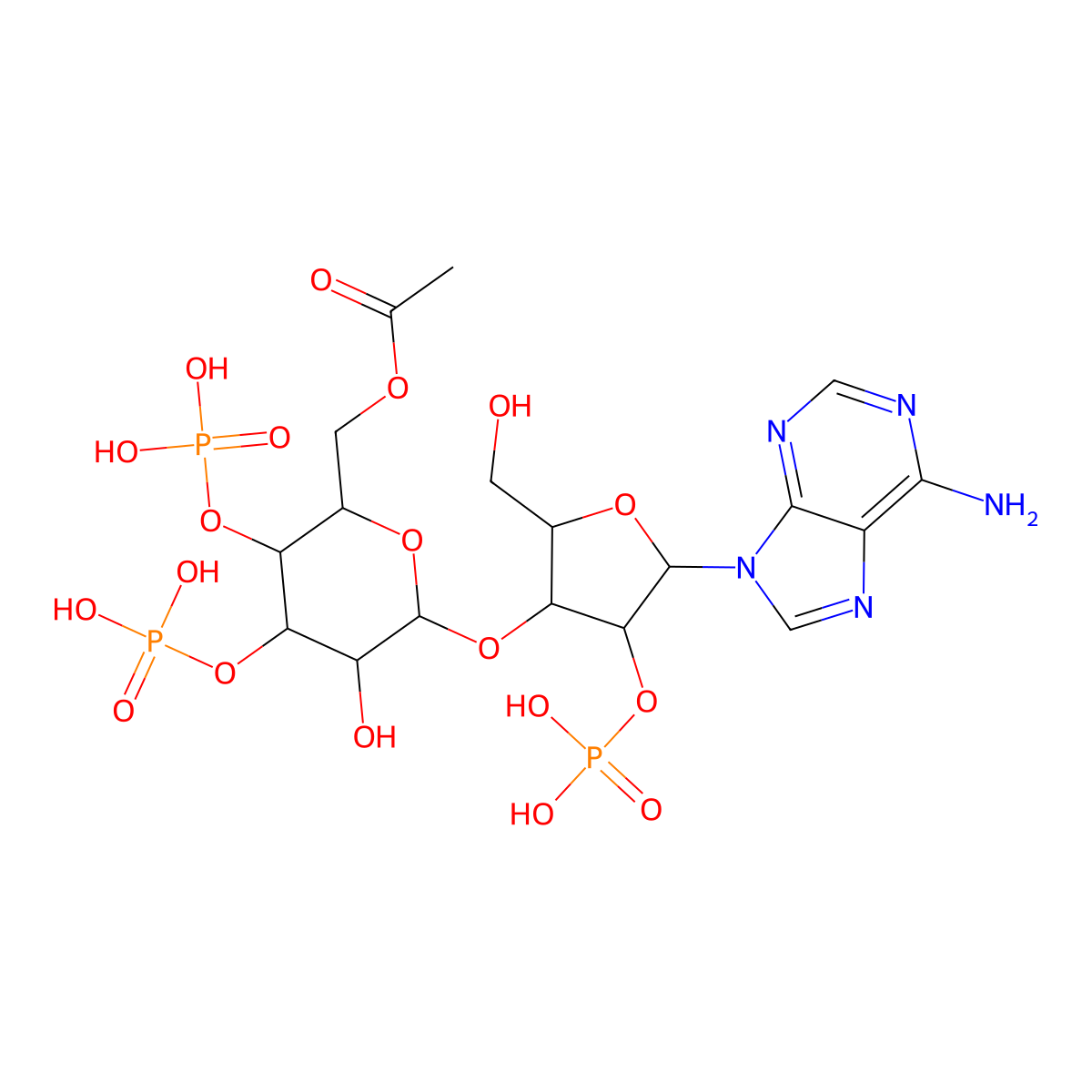3'-O-(6-O-Acetyl-3,4-di-O-phosphono-alpha-D-glucopyranosyl)-2'-adenylic acid molecular structure, CAS 149091-93-0