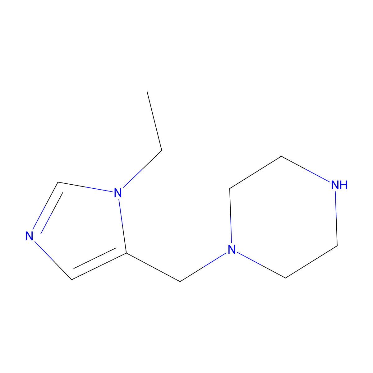 1-[(1-ethyl-1H-imidazol-5-yl)methyl]piperazine molecular structure, CAS 1490912-41-8