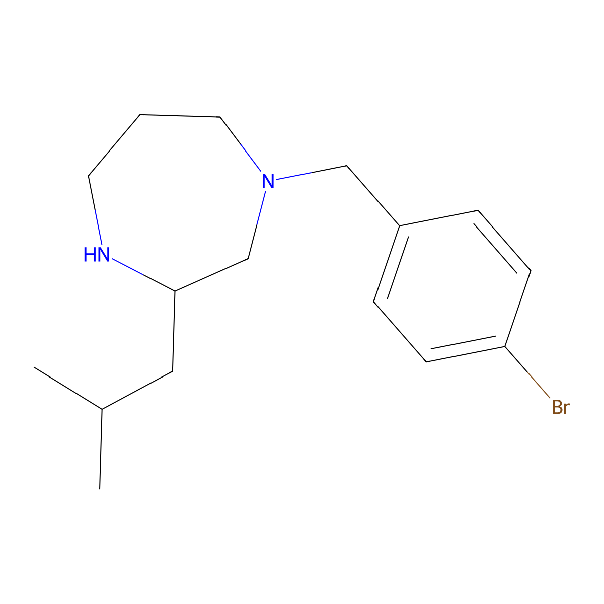 1-[(4-Bromophenyl)methyl]-3-(2-methylpropyl)-1,4-diazepane molecular structure, CAS 1490931-75-3