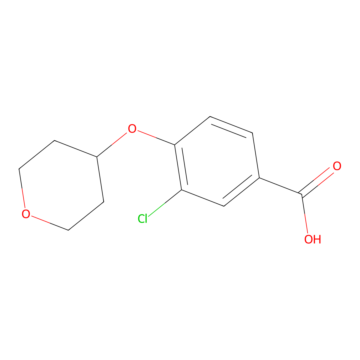 3-Chloro-4-(oxan-4-yloxy)benzoic acid molecular structure, CAS 1490937-19-3