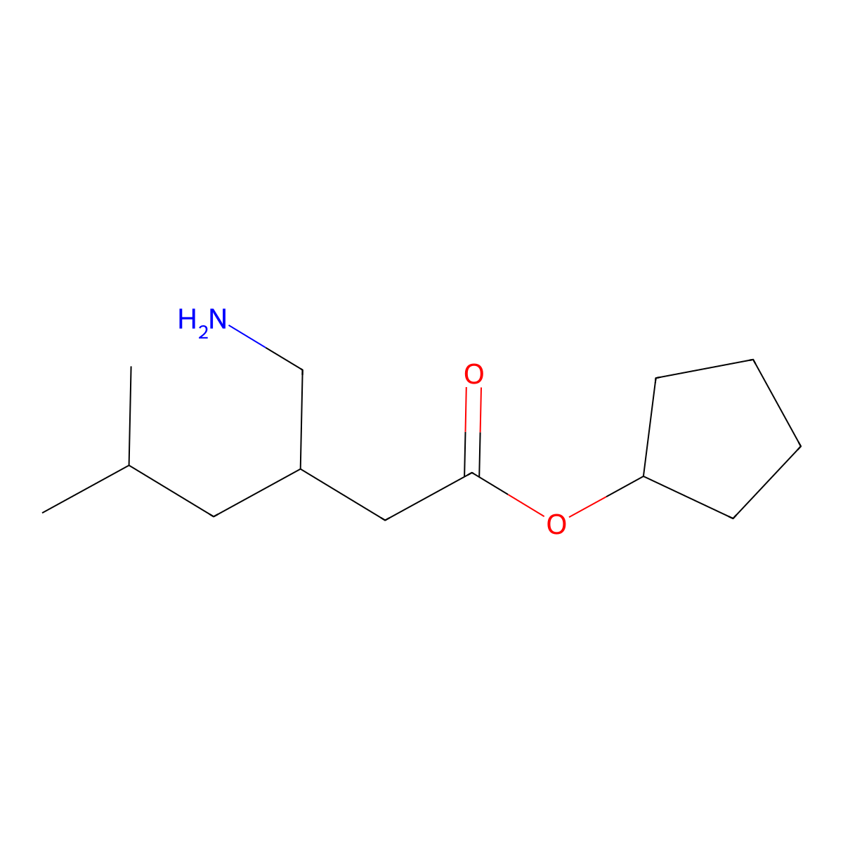 Cyclopentyl 3-(aminomethyl)-5-methylhexanoate molecular structure, CAS 1490940-93-6