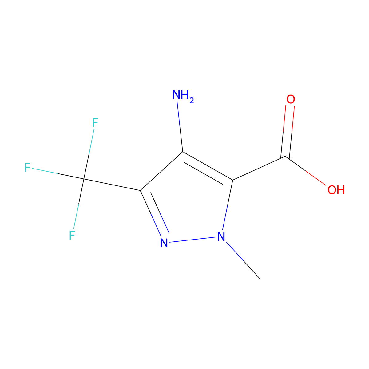 4-amino-1-methyl-3-(trifluoromethyl)-1H-pyrazole-5-carboxylic acid molecular structure, CAS 1490985-62-0