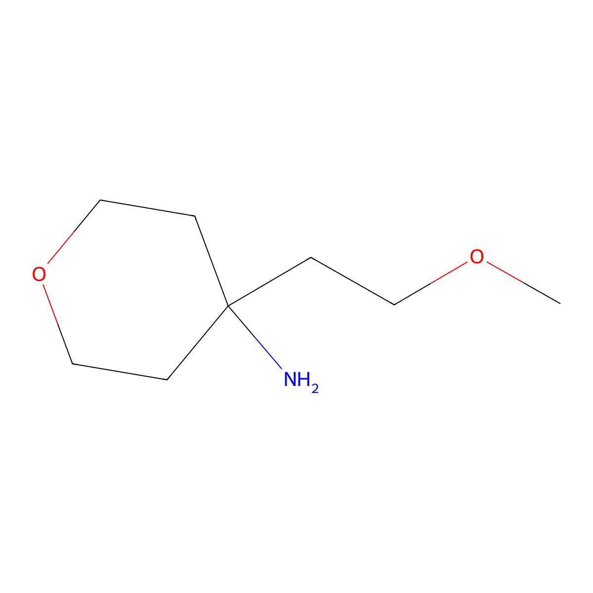 Tetrahydro-4-(2-methoxyethyl)-2H-pyran-4-amine molecular structure, CAS 1490986-71-4