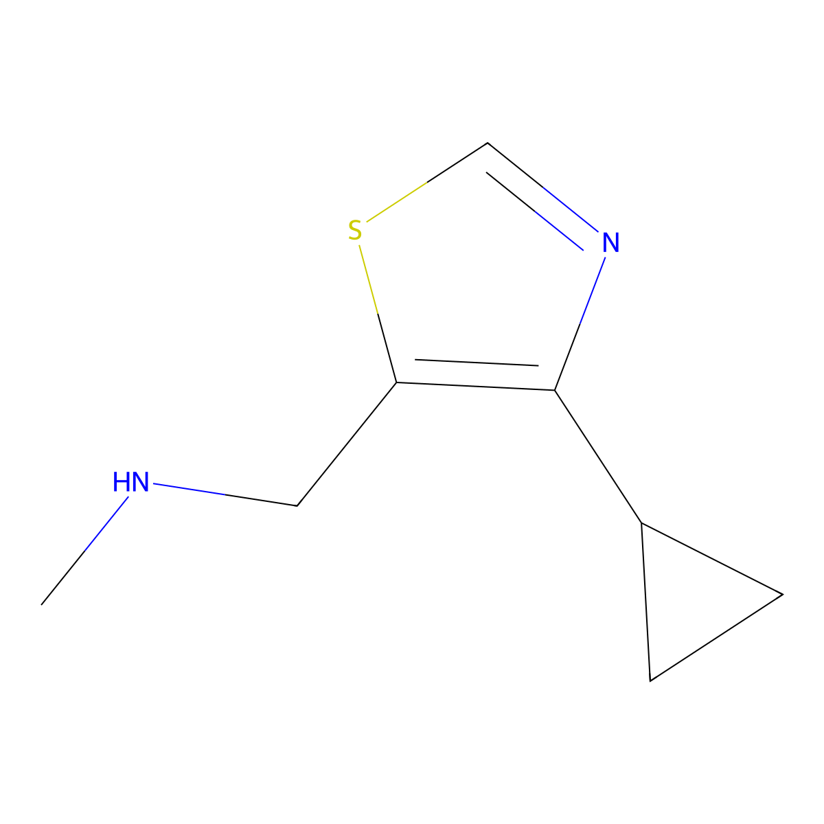[(4-Cyclopropyl-1,3-thiazol-5-yl)methyl](methyl)amine molecular structure, CAS 1490995-00-0