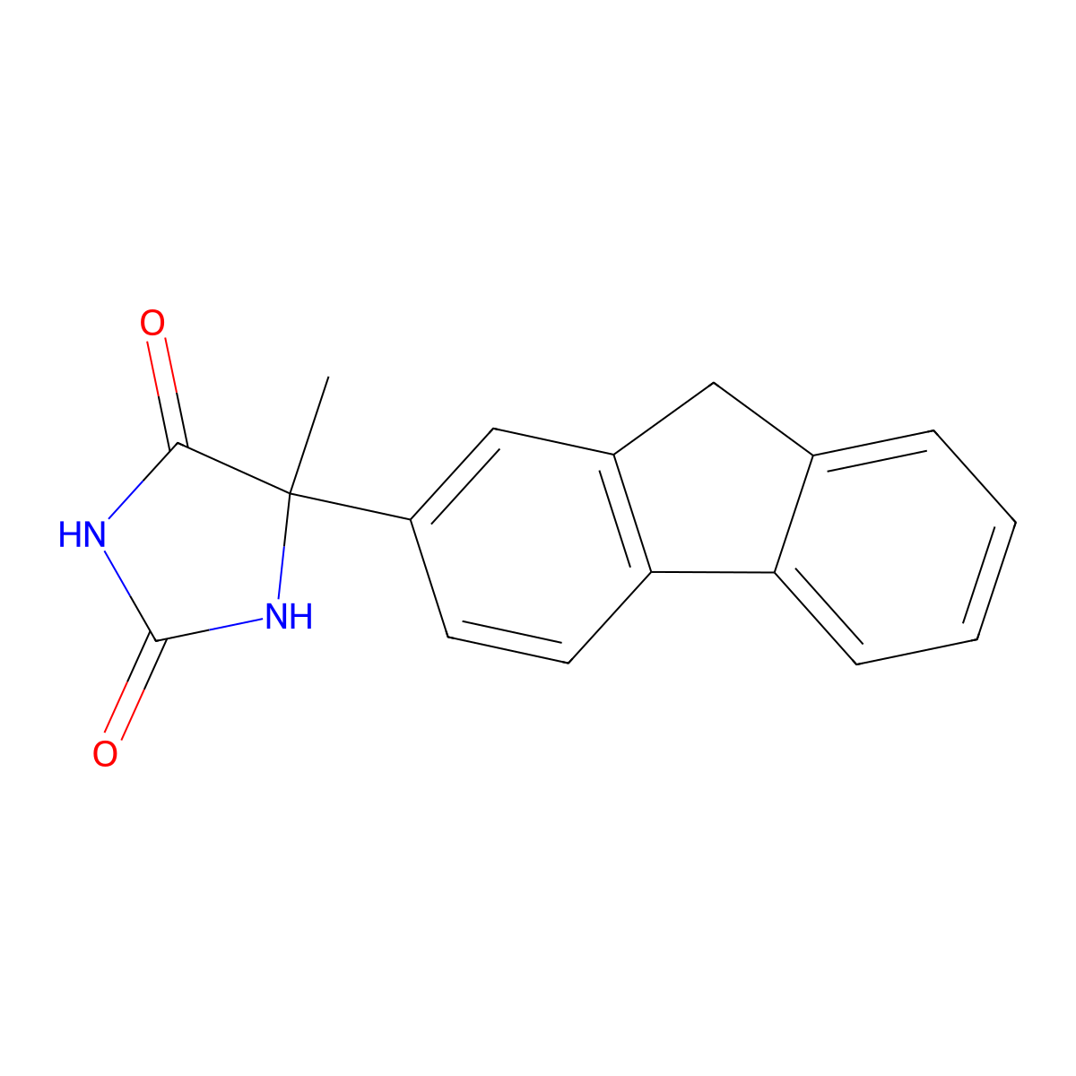 5-(9H-fluoren-2-yl)-5-methylimidazolidine-2,4-dione molecular structure, CAS 14910-25-9