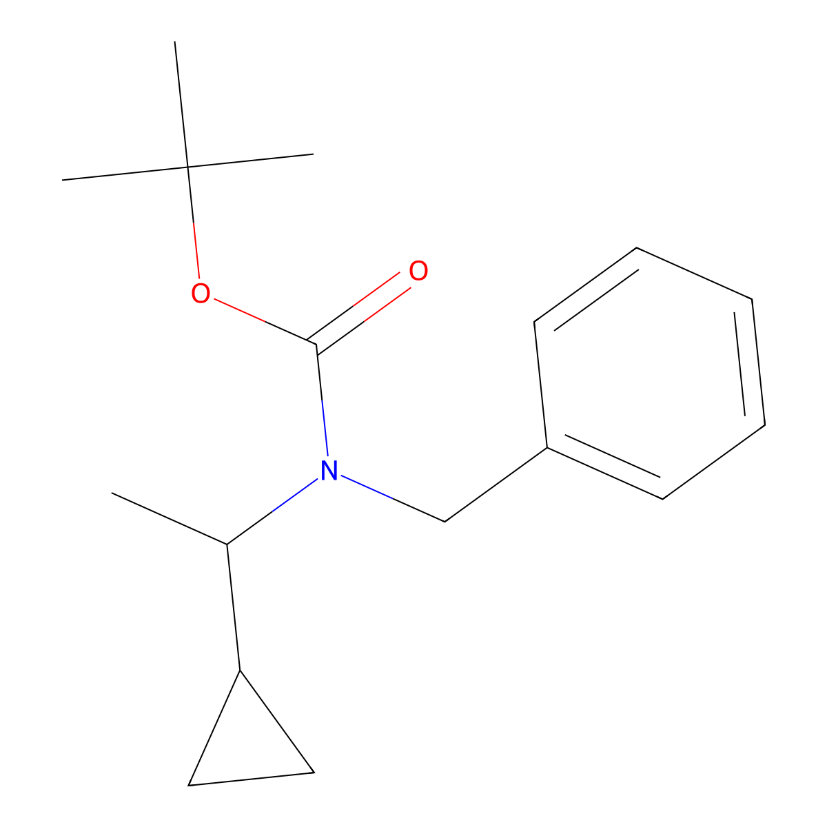 tert-butyl N-benzyl-N-(1-cyclopropylethyl)carbamate molecular structure, CAS 1491031-74-3