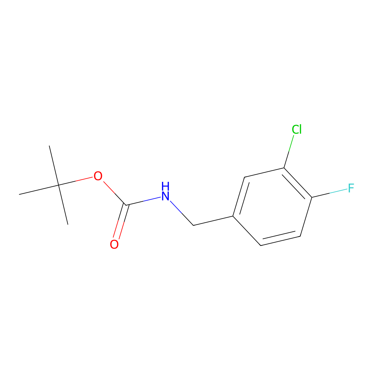 1,1-Dimethylethyl N-[(3-chloro-4-fluorophenyl)methyl]carbamate molecular structure, CAS 1491041-91-8
