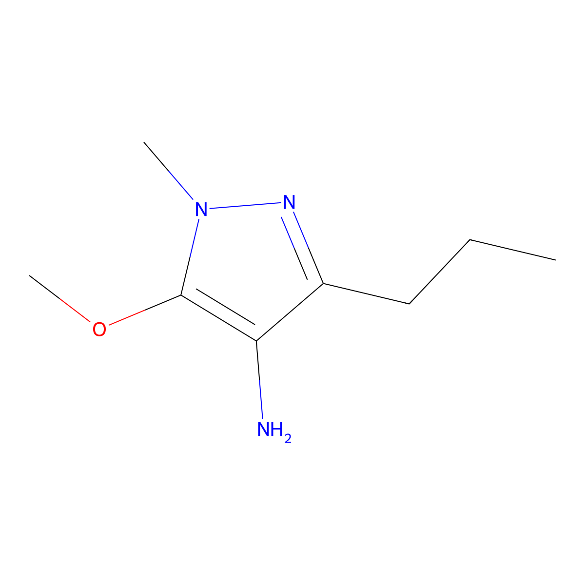 5-Methoxy-1-methyl-3-propyl-1H-pyrazol-4-amine molecular structure, CAS 1491044-62-2