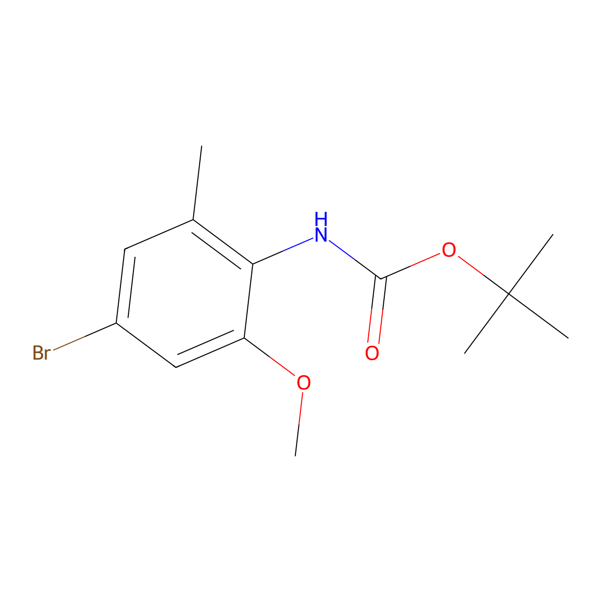 Tert-butyl (4-bromo-2-methoxy-6-methylphenyl)carbamate molecular structure, CAS 1491045-28-3