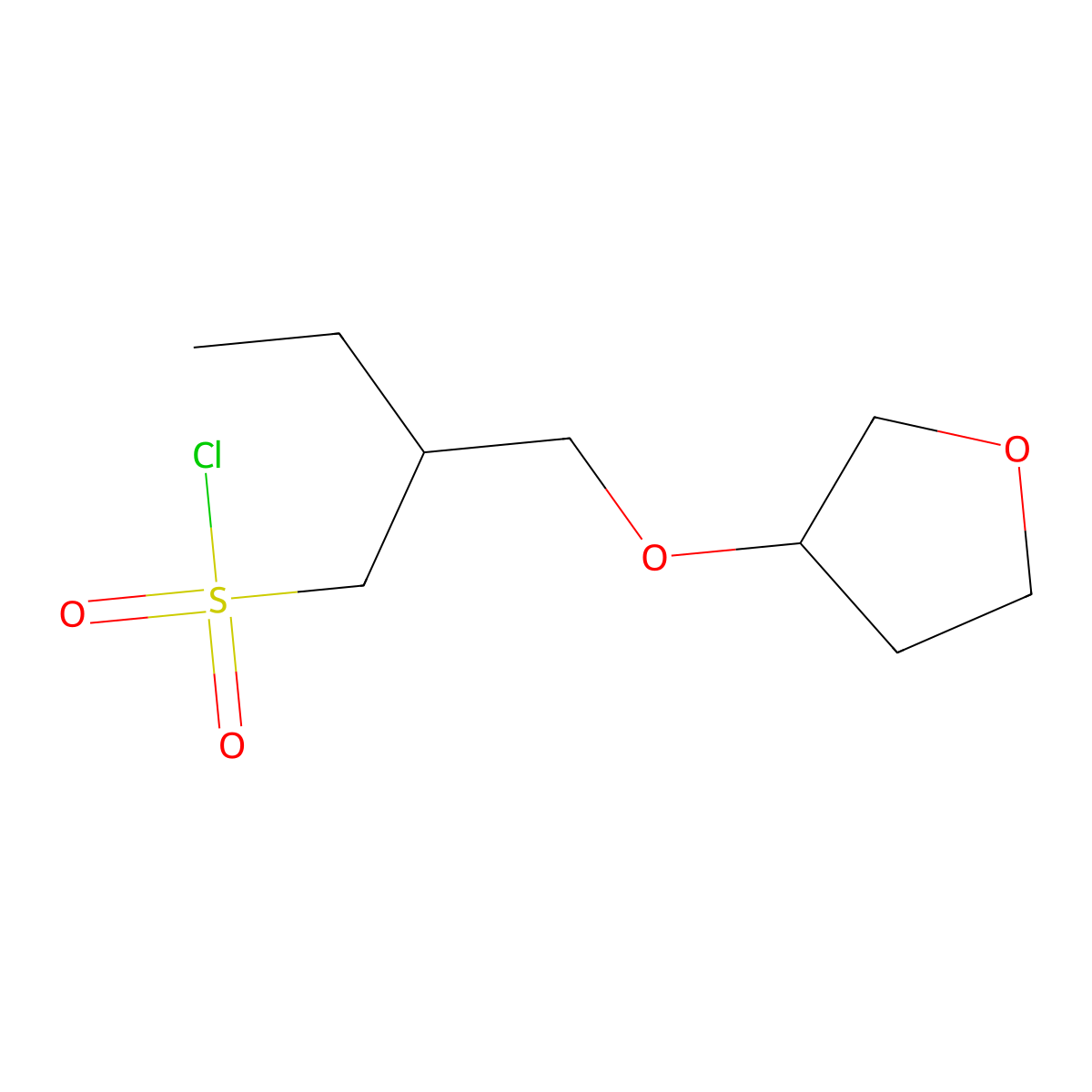 2-[(Oxolan-3-yloxy)methyl]butane-1-sulfonyl chloride molecular structure, CAS 1491047-44-9