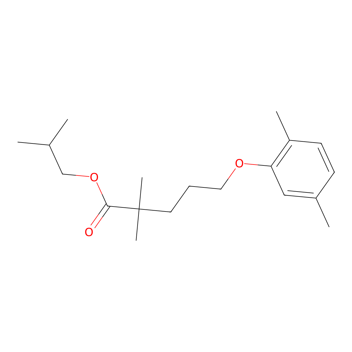 2-Methylpropyl 5-(2,5-dimethylphenoxy)-2,2-dimethylpentanoate molecular structure, CAS 149105-26-0