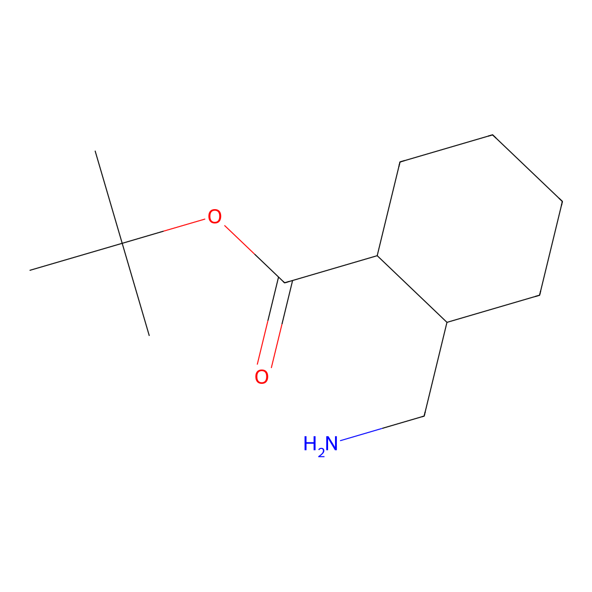 Tert-butyl 2-(aminomethyl)cyclohexane-1-carboxylate molecular structure, CAS 1491058-35-5