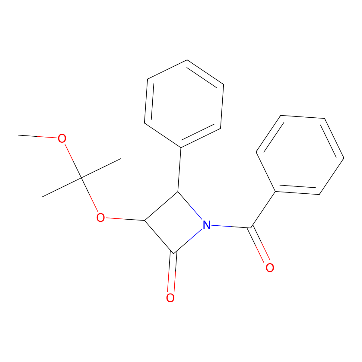 (3R,4S)-1-Benzoyl-3-((2-methoxypropan-2-yl)oxy)-4-phenylazetidin-2-one molecular structure, CAS 149107-92-6