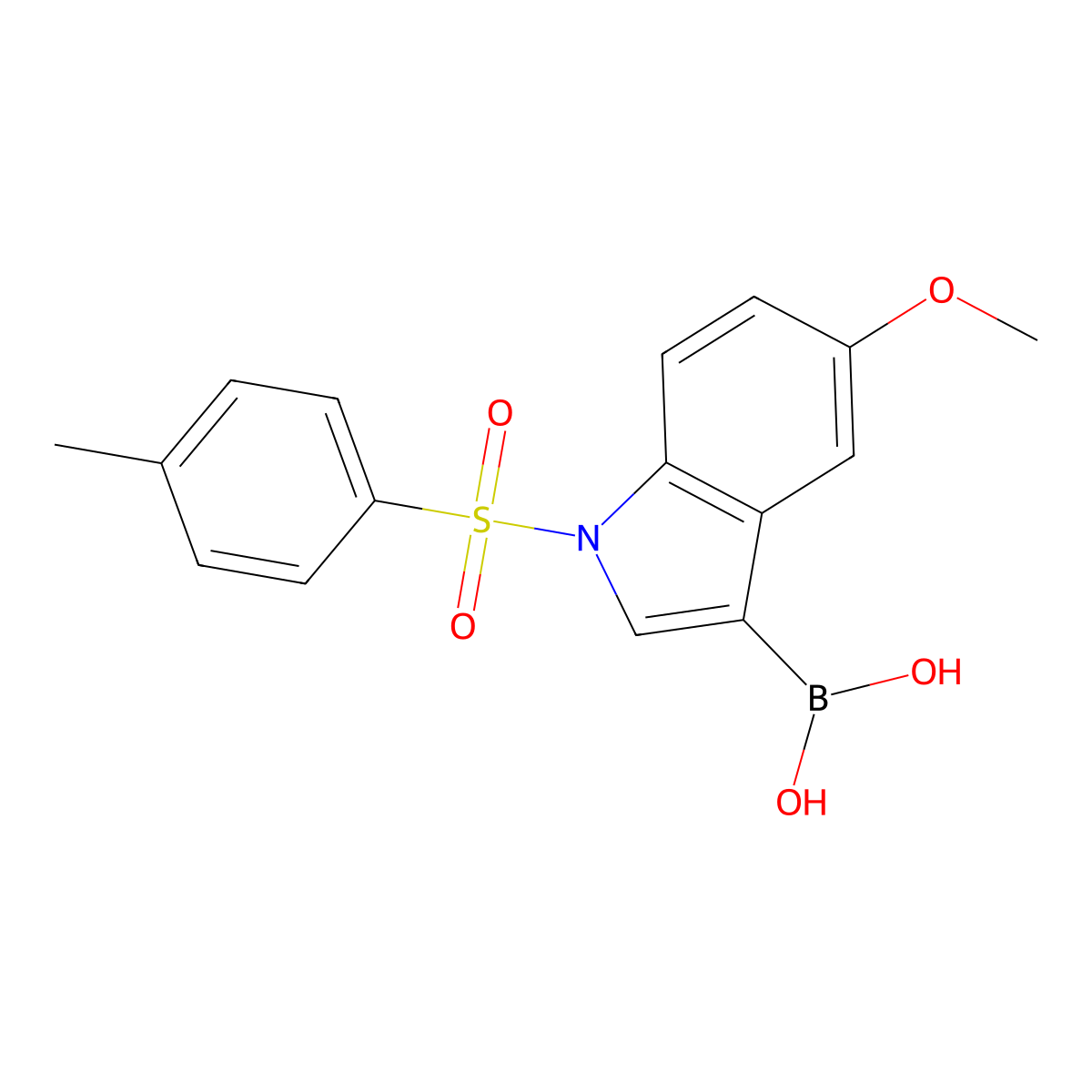 Boronic acid, [5-methoxy-1-[(4-methylphenyl)sulfonyl]-1H-indol-3-yl]- molecular structure, CAS 149108-62-3