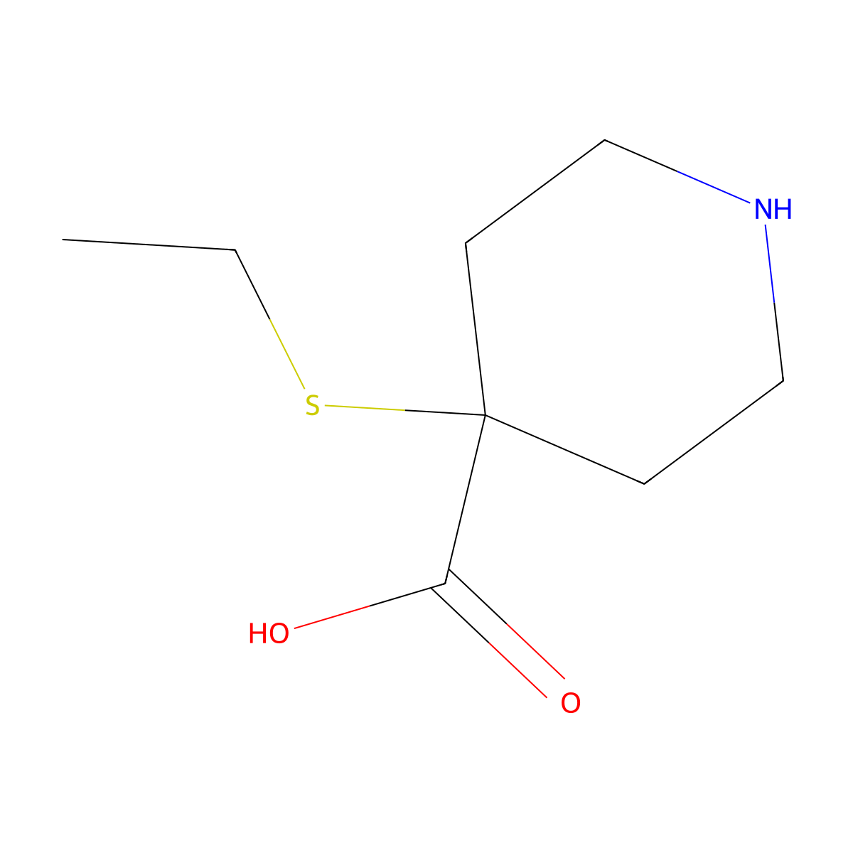 4-(Ethylsulfanyl)piperidine-4-carboxylic acid molecular structure, CAS 1491081-41-4