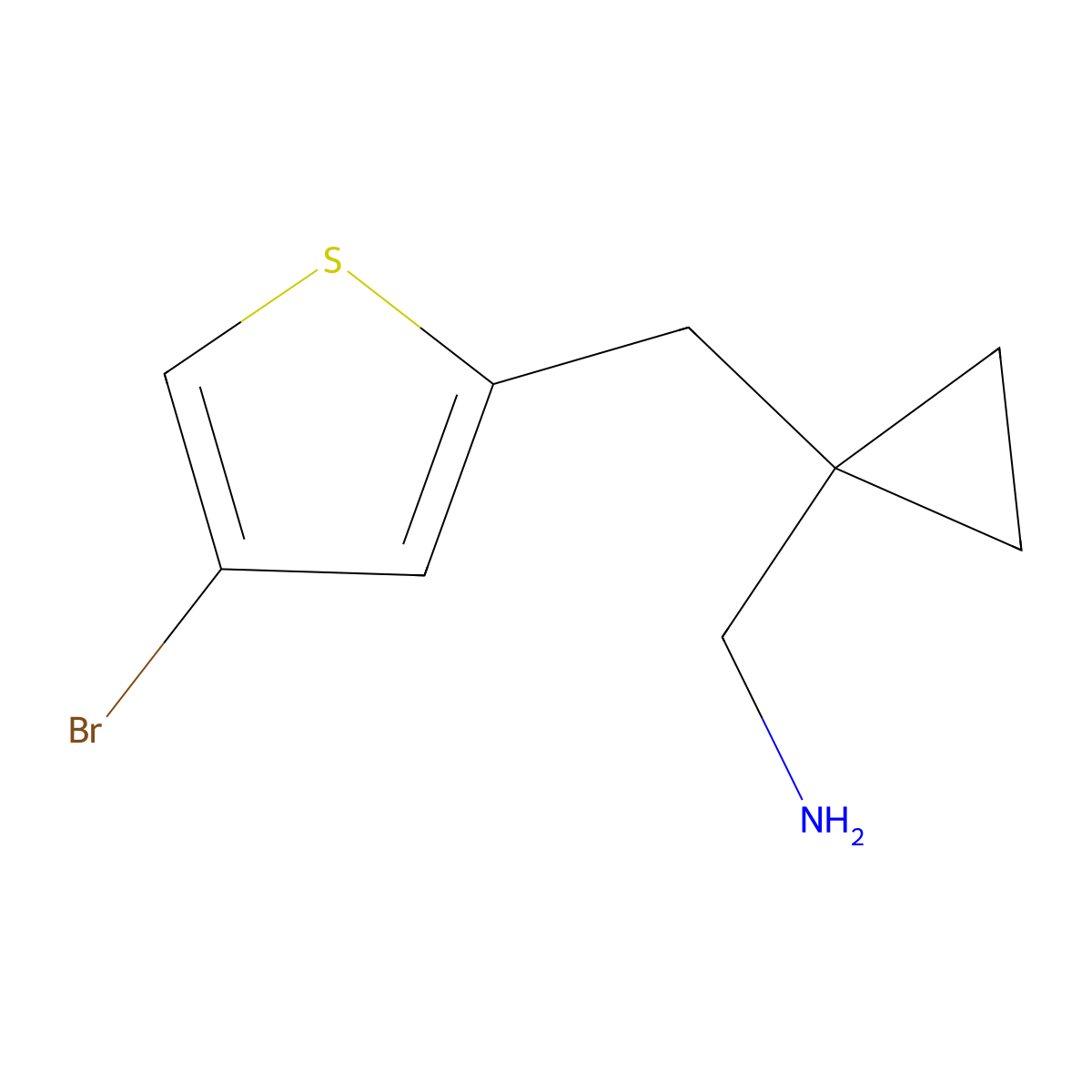{1-[(4-Bromothiophen-2-yl)methyl]cyclopropyl}methanamine molecular structure, CAS 1491092-26-2