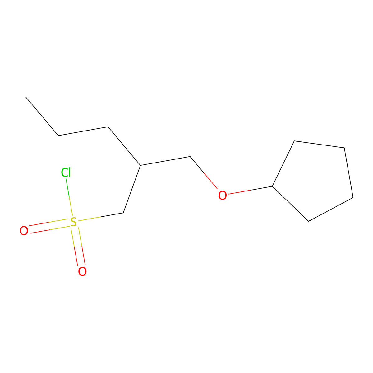 2-((Cyclopentyloxy)methyl)pentane-1-sulfonyl chloride molecular structure, CAS 1491095-59-0