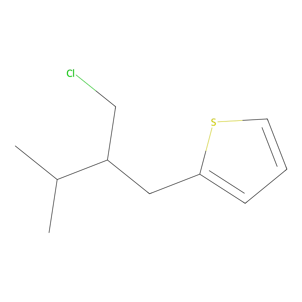 2-(2-(Chloromethyl)-3-methylbutyl)thiophene molecular structure, CAS 1491096-28-6