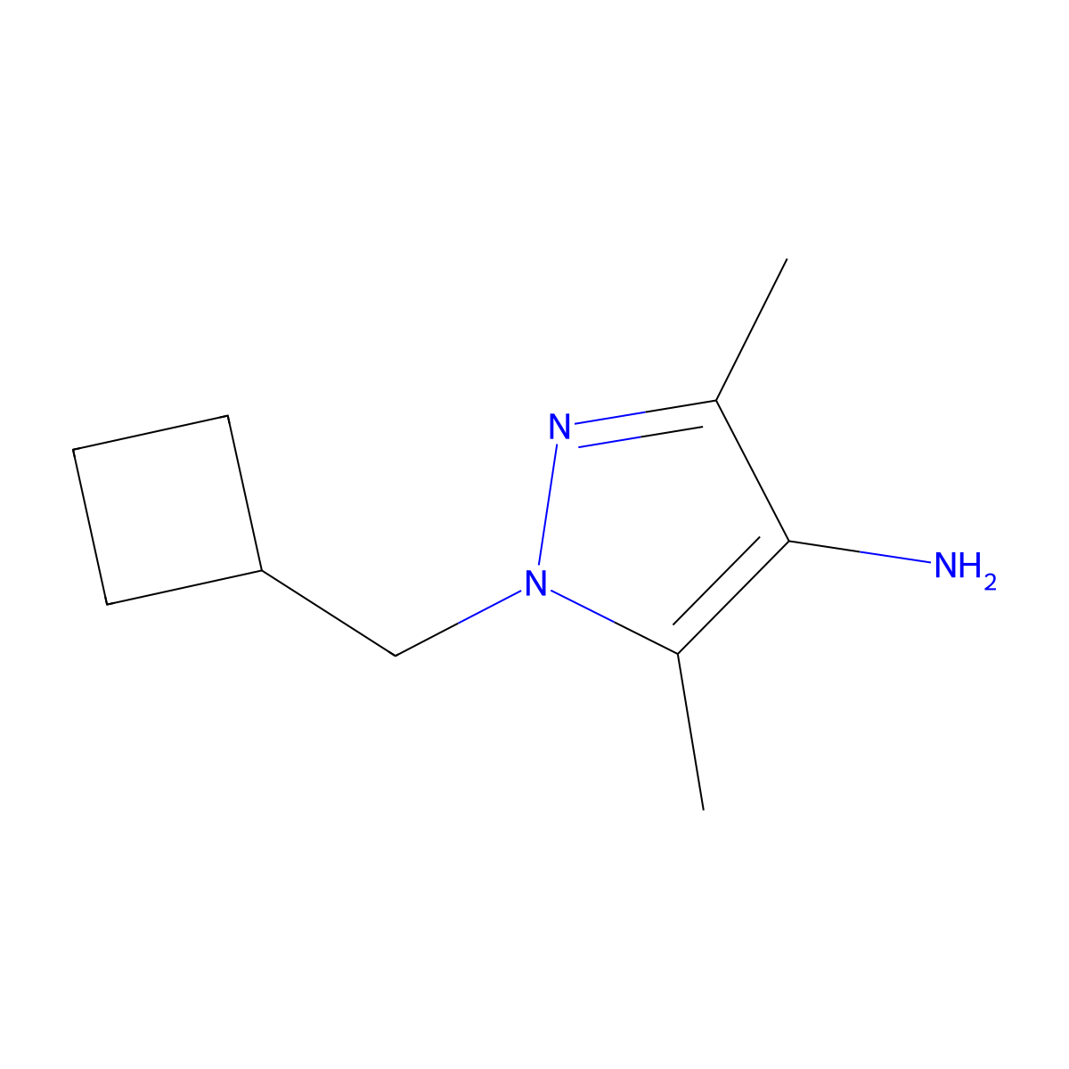 1-(Cyclobutylmethyl)-3,5-dimethyl-1H-pyrazol-4-amine molecular structure, CAS 1491098-21-5