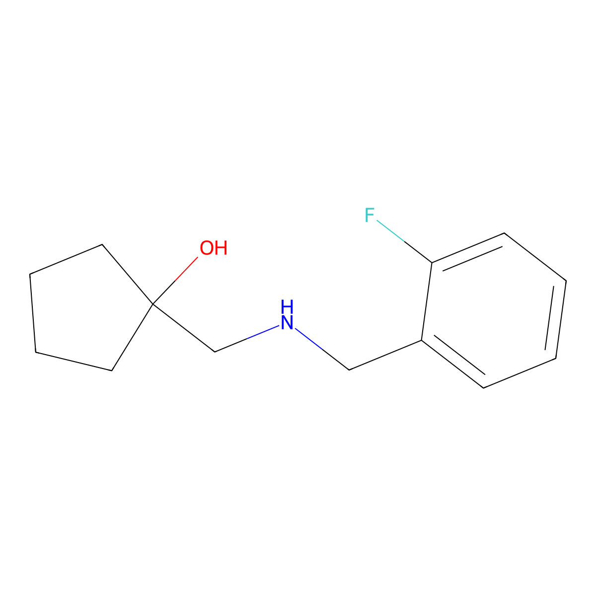 1-(((2-Fluorobenzyl)amino)methyl)cyclopentan-1-ol molecular structure, CAS 1491122-52-1