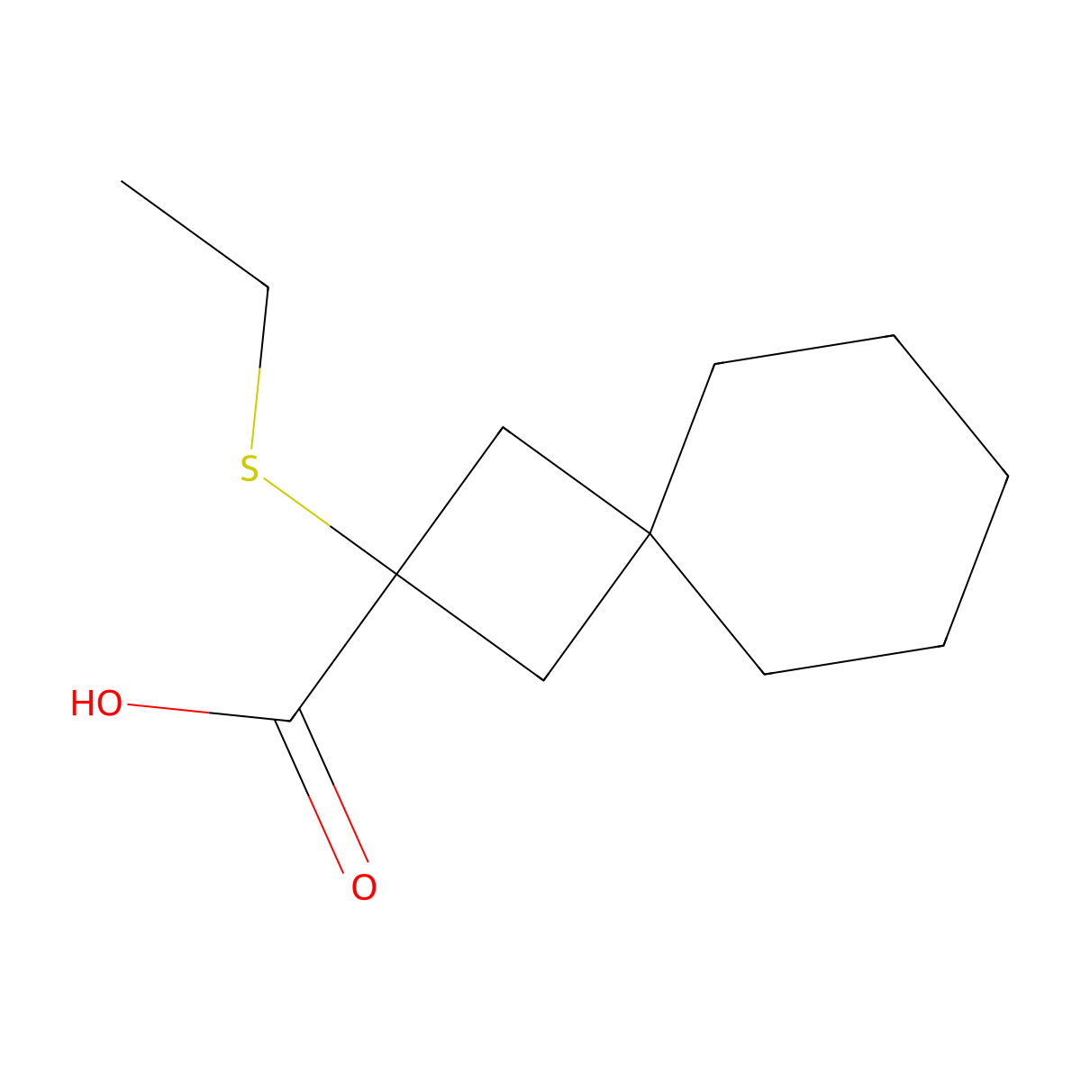 2-(Ethylsulfanyl)spiro[3.5]nonane-2-carboxylic acid molecular structure, CAS 1491122-96-3
