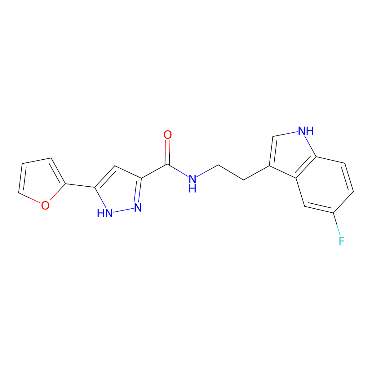 N-[2-(5-fluoro-1H-indol-3-yl)ethyl]-5-(furan-2-yl)-1H-pyrazole-3-carboxamide molecular structure, CAS 1491128-66-5