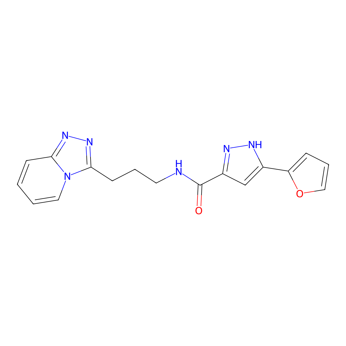 5-(2-furyl)-N~3~-(3-[1,2,4]triazolo[4,3-a]pyridin-3-ylpropyl)-1H-pyrazole-3-carboxamide molecular structure, CAS 1491128-89-2