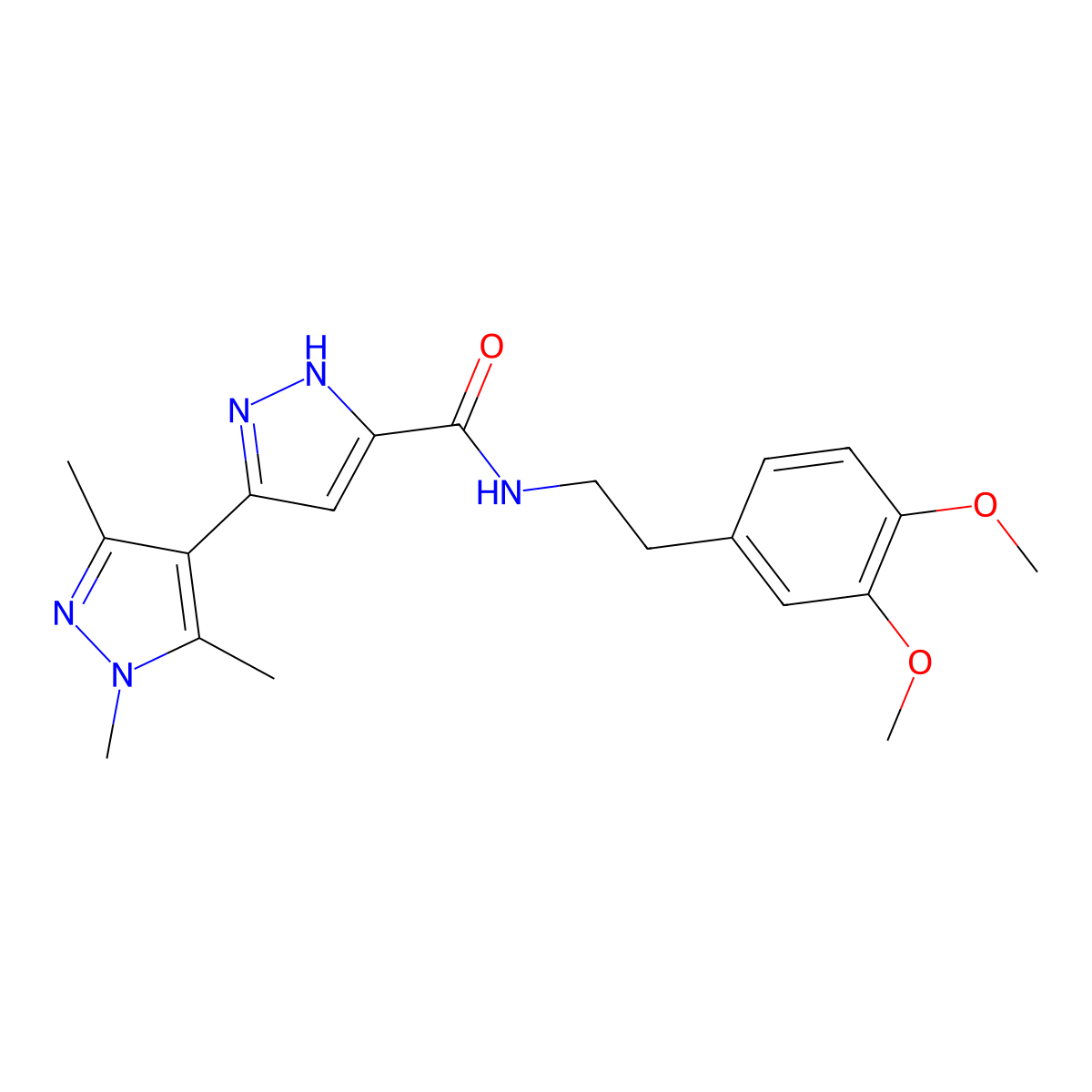 N-[2-(3,4-dimethoxyphenyl)ethyl]-1',3',5'-trimethyl-1'H,2H-3,4'-bipyrazole-5-carboxamide molecular structure, CAS 1491129-01-1