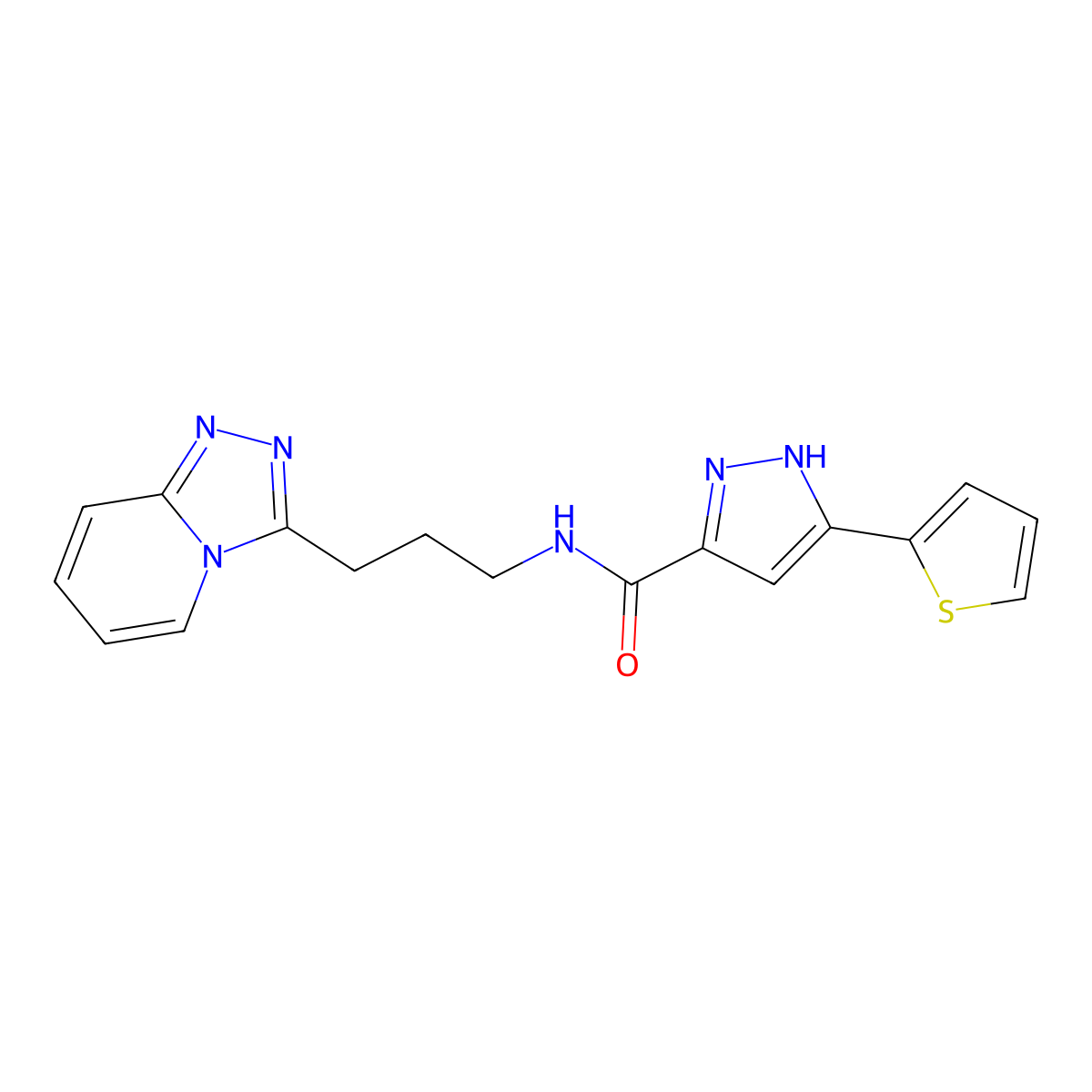 5-(2-thienyl)-N~3~-(3-[1,2,4]triazolo[4,3-a]pyridin-3-ylpropyl)-1H-pyrazole-3-carboxamide molecular structure, CAS 1491129-42-0