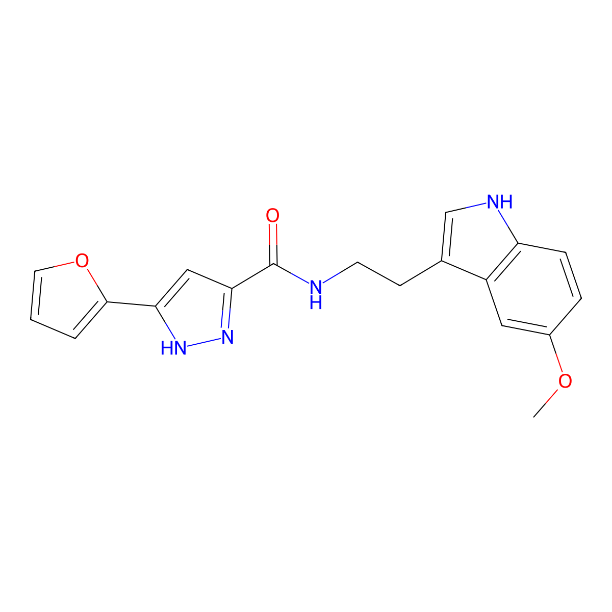 5-(2-furyl)-N~3~-[2-(5-methoxy-1H-indol-3-yl)ethyl]-1H-pyrazole-3-carboxamide molecular structure, CAS 1491130-68-7