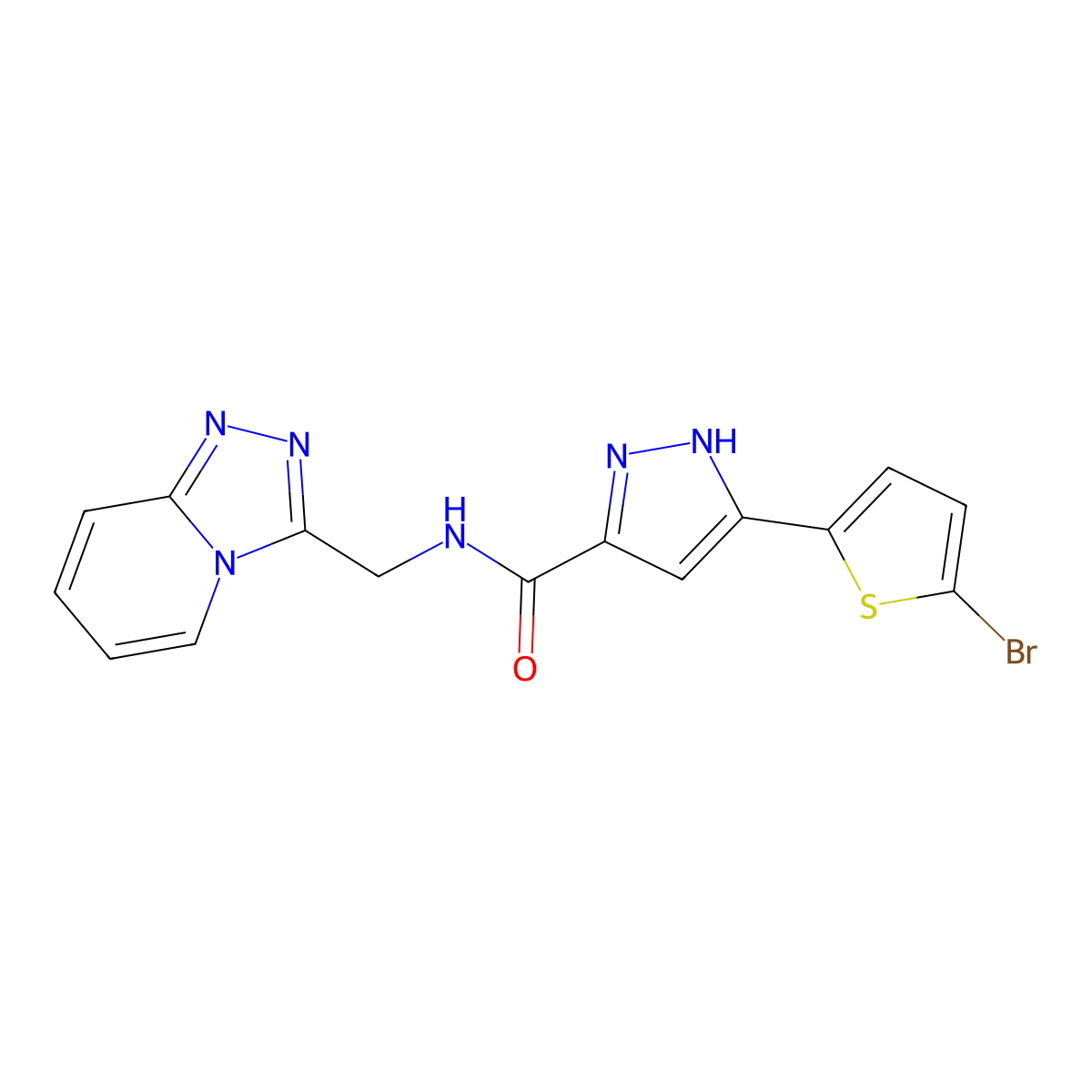 5-(5-bromo-2-thienyl)-N-([1,2,4]triazolo[4,3-a]pyridin-3-ylmethyl)-1H-pyrazole-3-carboxamide molecular structure, CAS 1491130-75-6