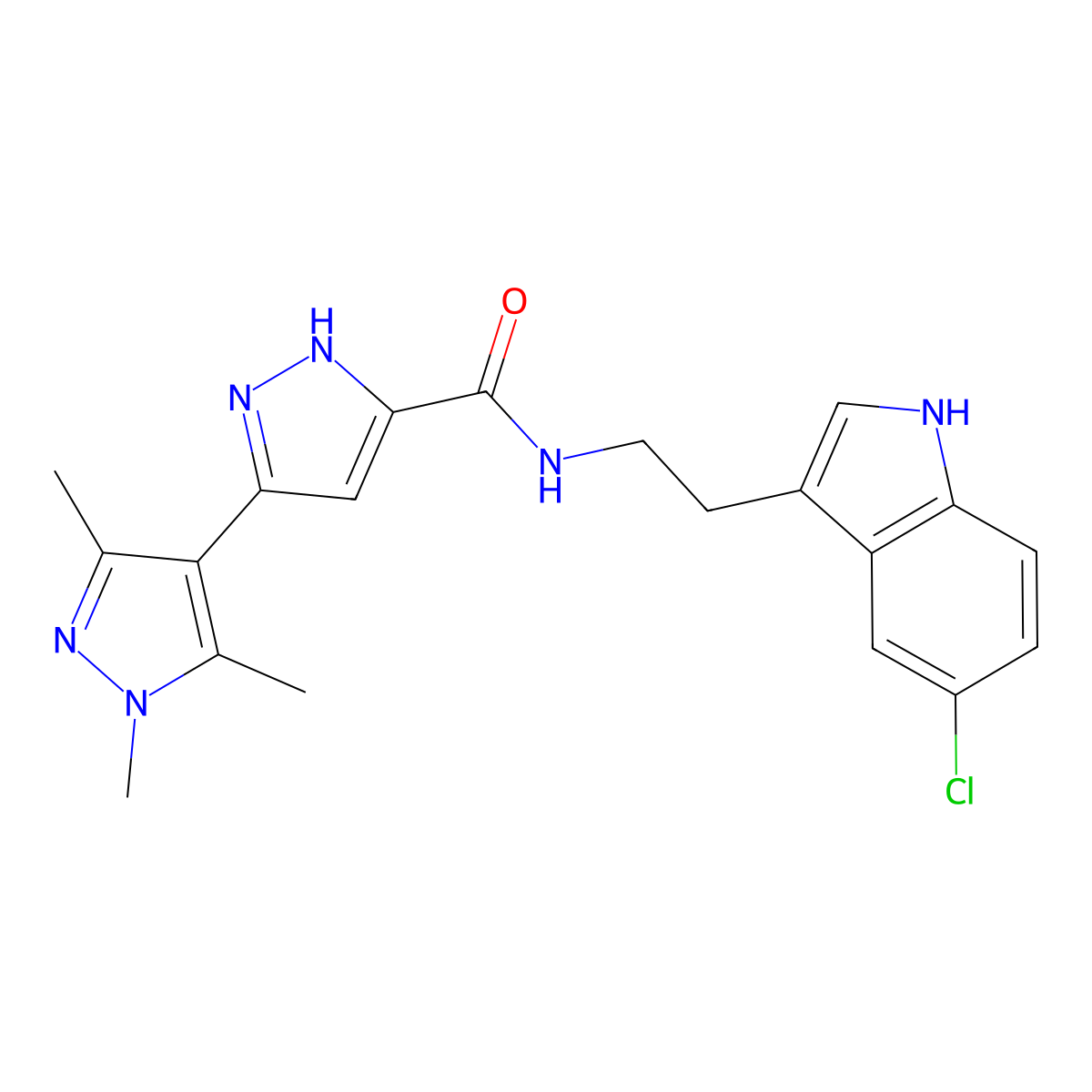 N-[2-(5-chloro-1H-indol-3-yl)ethyl]-1',3',5'-trimethyl-1'H,2H-3,4'-bipyrazole-5-carboxamide molecular structure, CAS 1491131-07-7