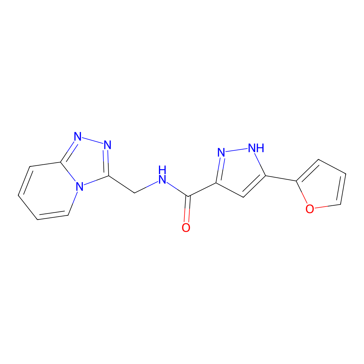 5-(2-furyl)-N-([1,2,4]triazolo[4,3-a]pyridin-3-ylmethyl)-1H-pyrazole-3-carboxamide molecular structure, CAS 1491132-26-3