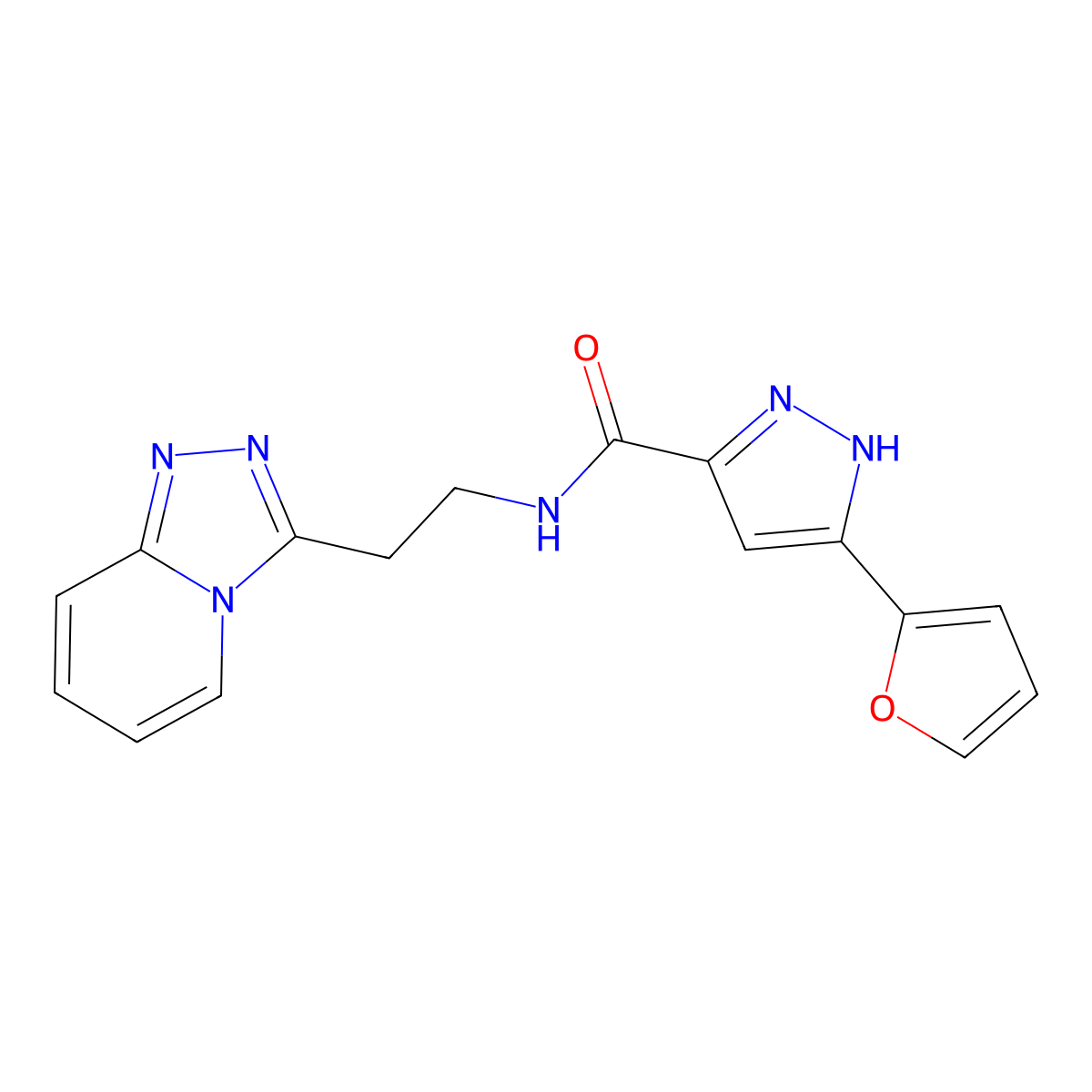 5-(2-furyl)-N~3~-(2-[1,2,4]triazolo[4,3-a]pyridin-3-ylethyl)-1H-pyrazole-3-carboxamide molecular structure, CAS 1491132-33-2