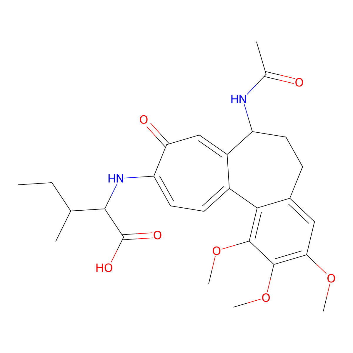 N-[7-(acetylamino)-1,2,3-trimethoxy-9-oxo-5,6,7,9-tetrahydrobenzo[a]heptalen-10-yl]isoleucine molecular structure, CAS 1491135-00-2