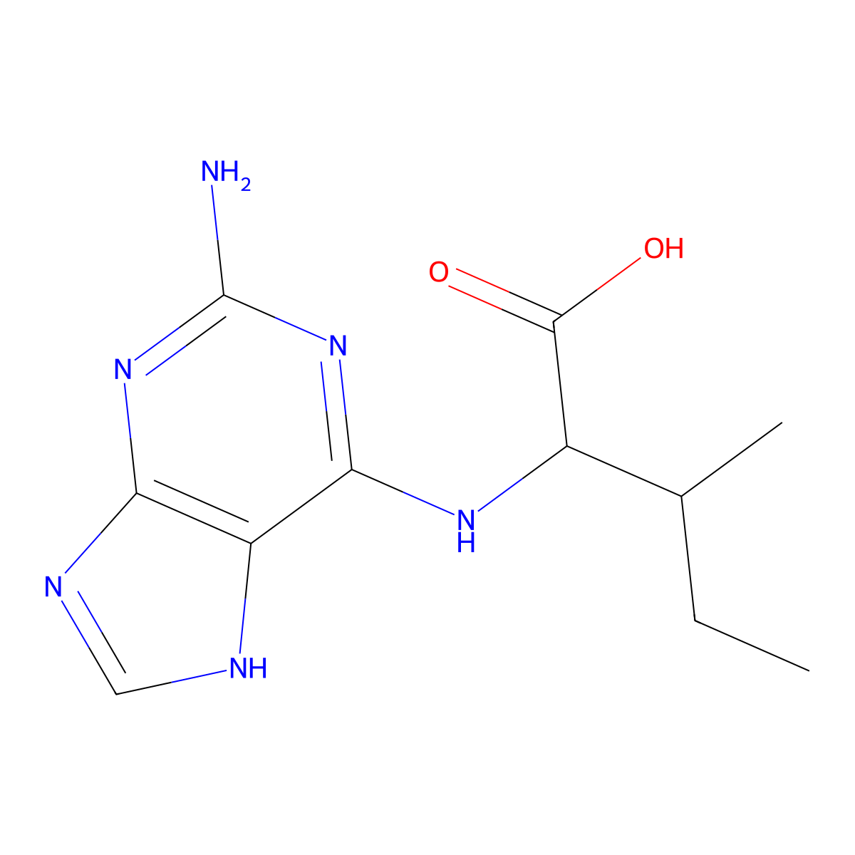 N-(2-amino-9H-purin-6-yl)isoleucine molecular structure, CAS 1491136-49-2