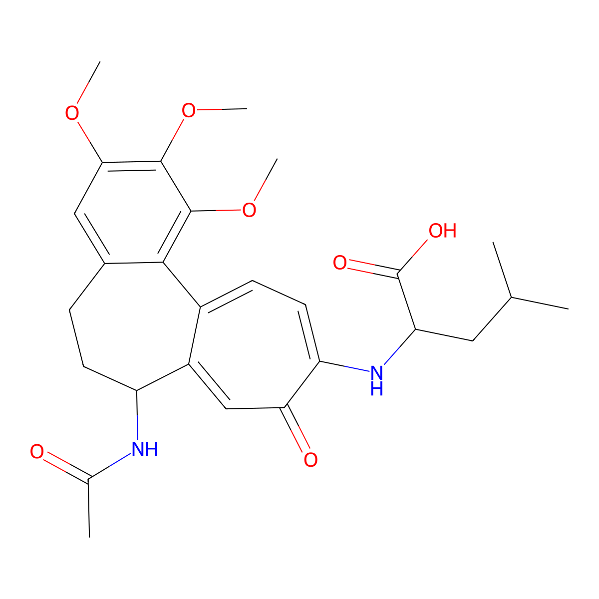 N-[7-(acetylamino)-1,2,3-trimethoxy-9-oxo-5,6,7,9-tetrahydrobenzo[a]heptalen-10-yl]leucine molecular structure, CAS 1491139-18-4