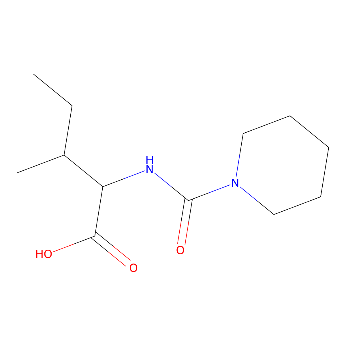 (2S,3R)-3-methyl-2-(piperidine-1-carbonylamino)pentanoic acid molecular structure, CAS 1491139-76-4