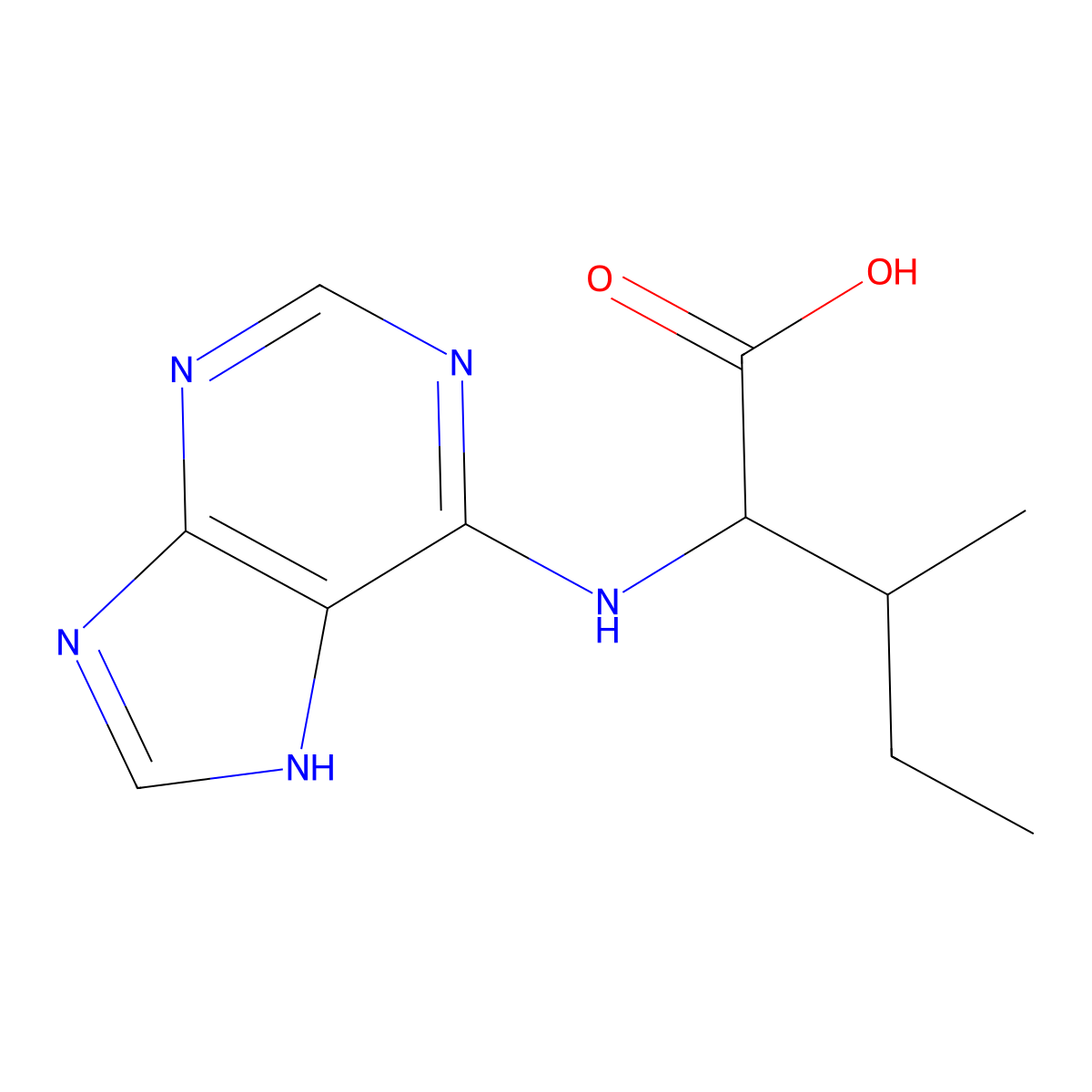 3-methyl-2-(7H-purin-6-ylamino)pentanoic Acid molecular structure, CAS 1491139-77-5