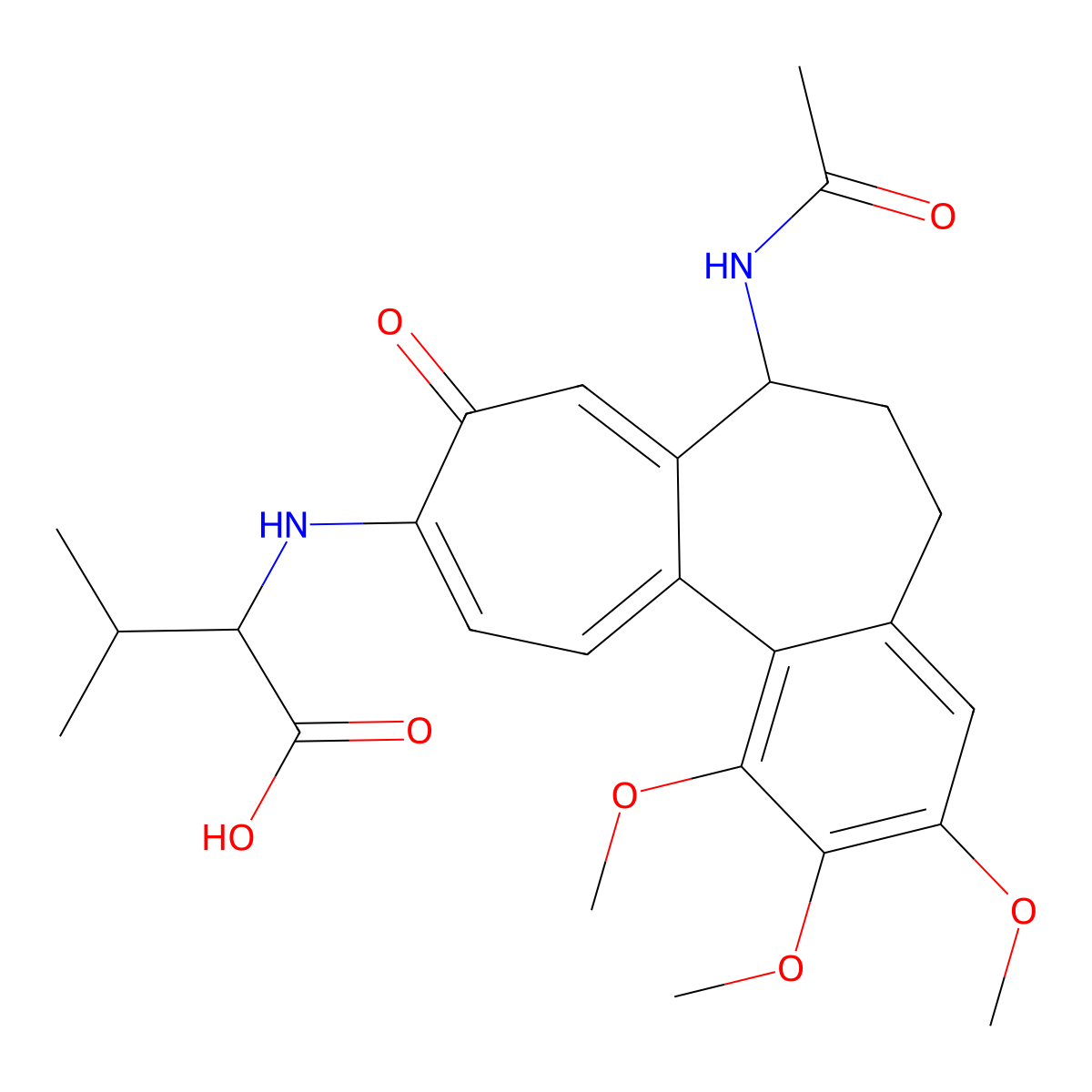 (S)-2-(((S)-7-acetamido-1,2,3-trimethoxy-9-oxo-5,6,7,9-tetrahydrobenzo[a]heptalen-10-yl)amino)-3-methylbutanoic acid molecular structure, CAS 1491139-78-6