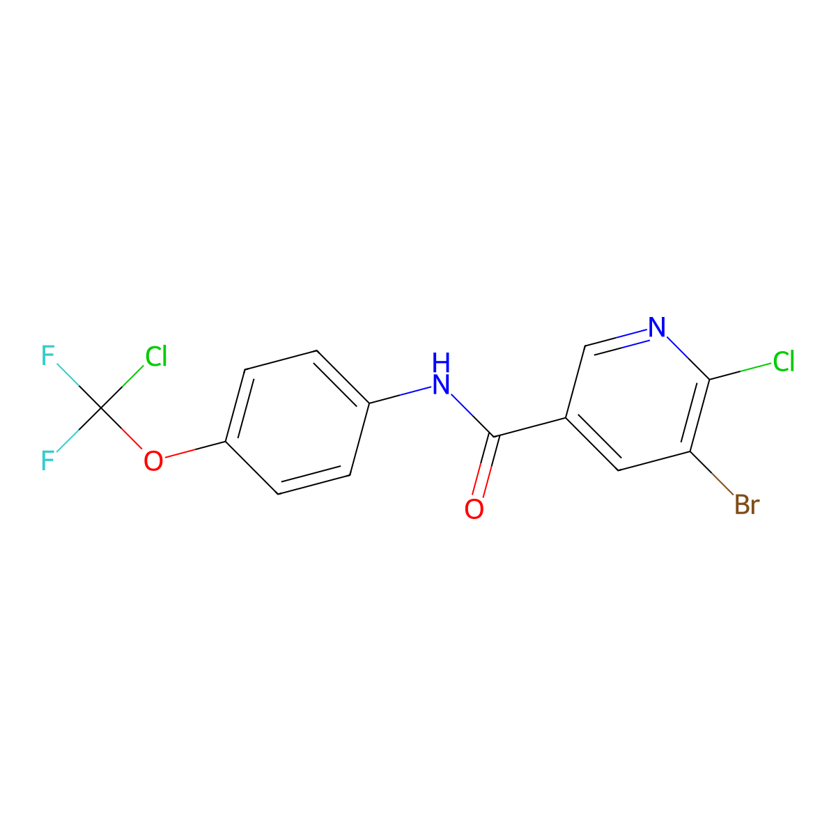 5-bromo-6-chloro-N-(4-(chlorodifluoromethoxy)phenyl)nicotinamide molecular structure, CAS 1491150-22-1