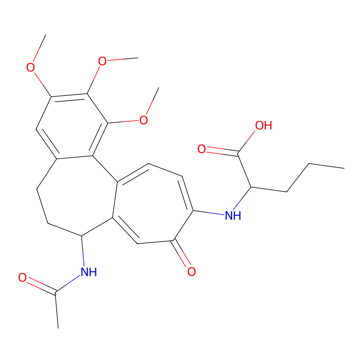 N-[7-(acetylamino)-1,2,3-trimethoxy-9-oxo-5,6,7,9-tetrahydrobenzo[a]heptalen-10-yl]norvaline molecular structure, CAS 1491150-39-0