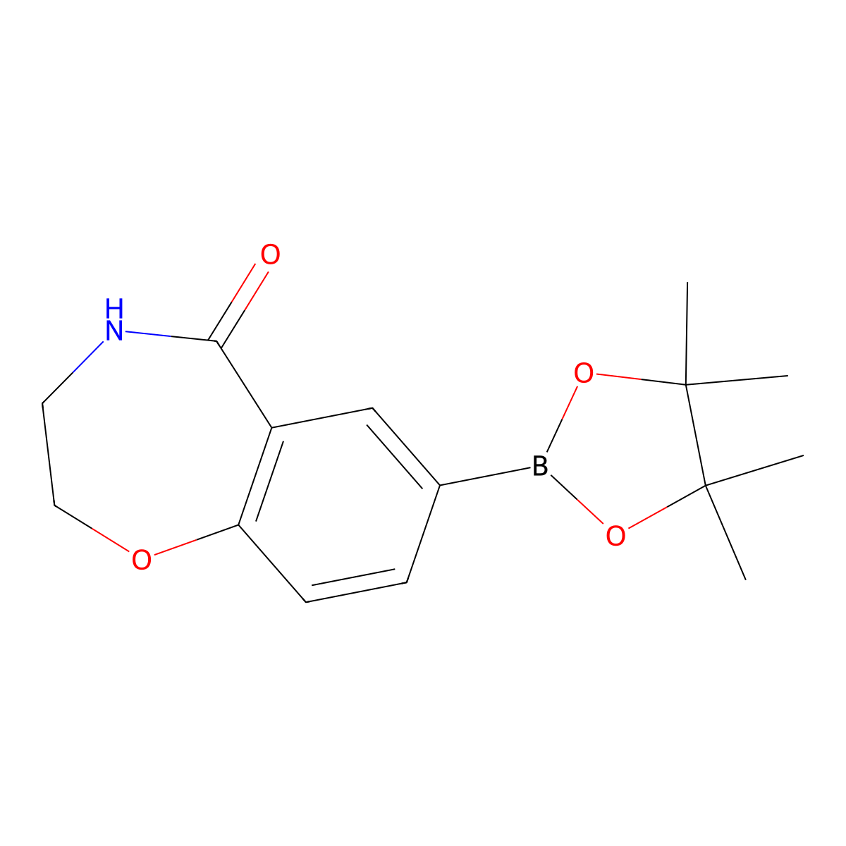 7-(Tetramethyl-1,3,2-dioxaborolan-2-yl)-2,3,4,5-tetrahydro-1,4-benzoxazepin-5-one molecular structure, CAS 1491157-36-8