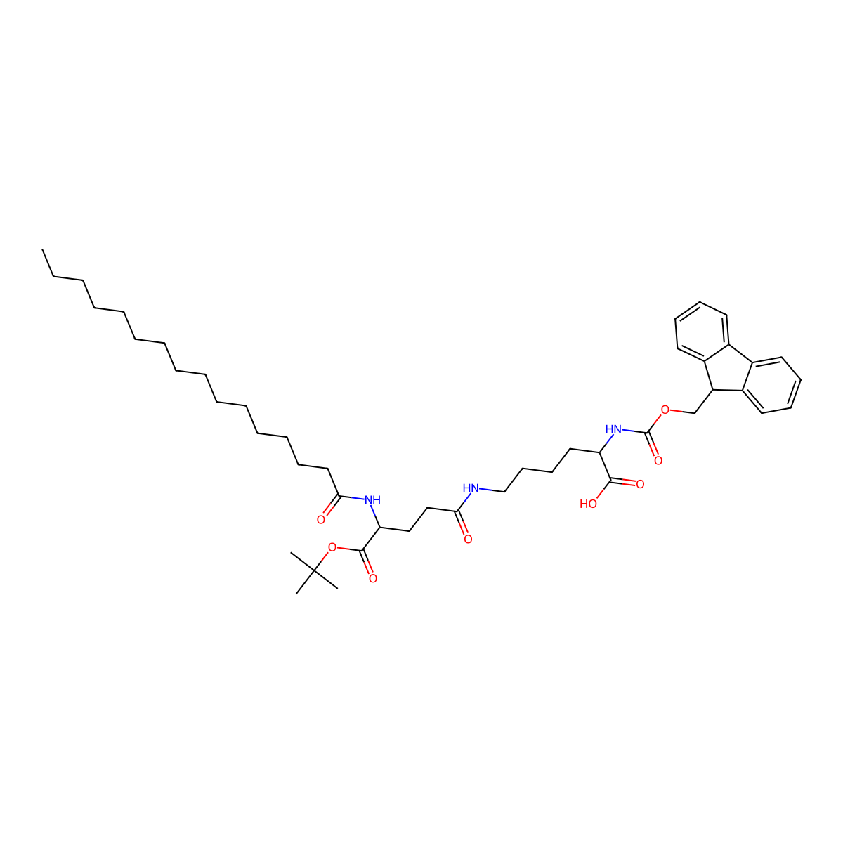 Fmoc-Lys(Pal-Glu-OtBu)-OH molecular structure, CAS 1491158-62-3