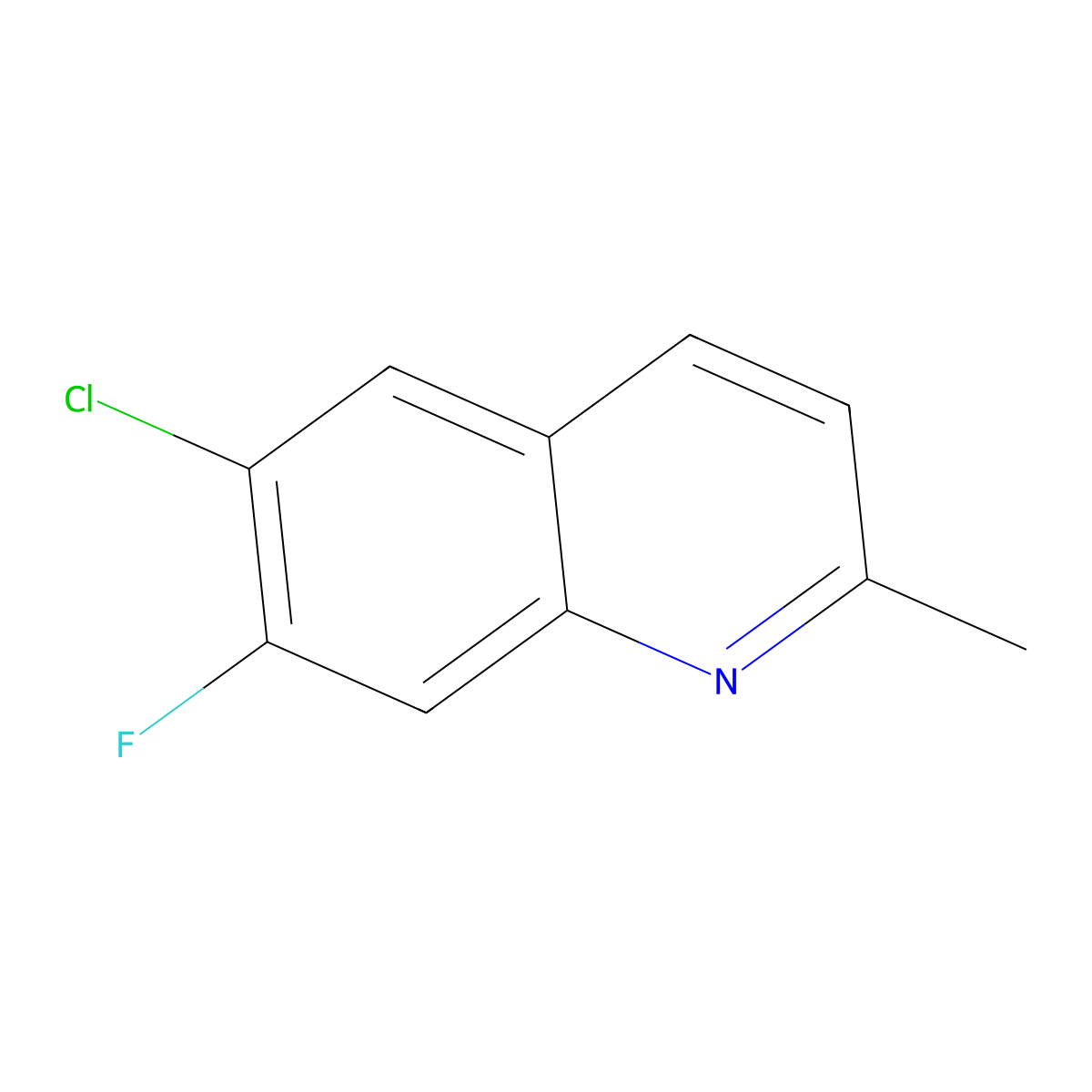 6-Chloro-7-fluoro-2-methyl-quinoline molecular structure, CAS 1491163-25-7