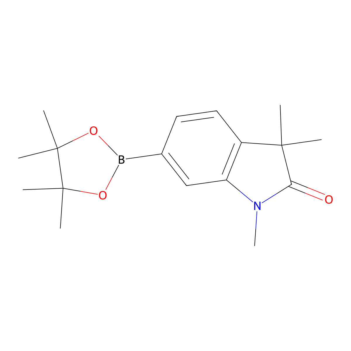 1,3,3-Trimethyl-6-(4,4,5,5-tetramethyl-1,3,2-dioxaborolan-2-yl)indolin-2-one molecular structure, CAS 1491167-08-8