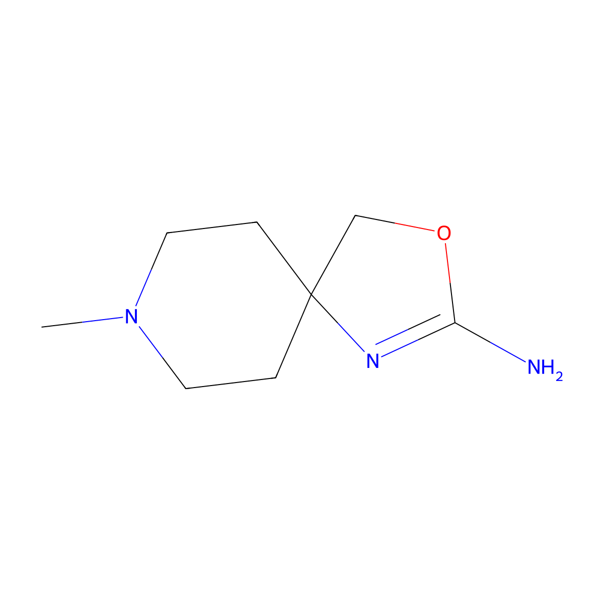 8-Methyl-3-oxa-1,8-diazaspiro[4.5]dec-1-en-2-amine molecular structure, CAS 1491211-87-0