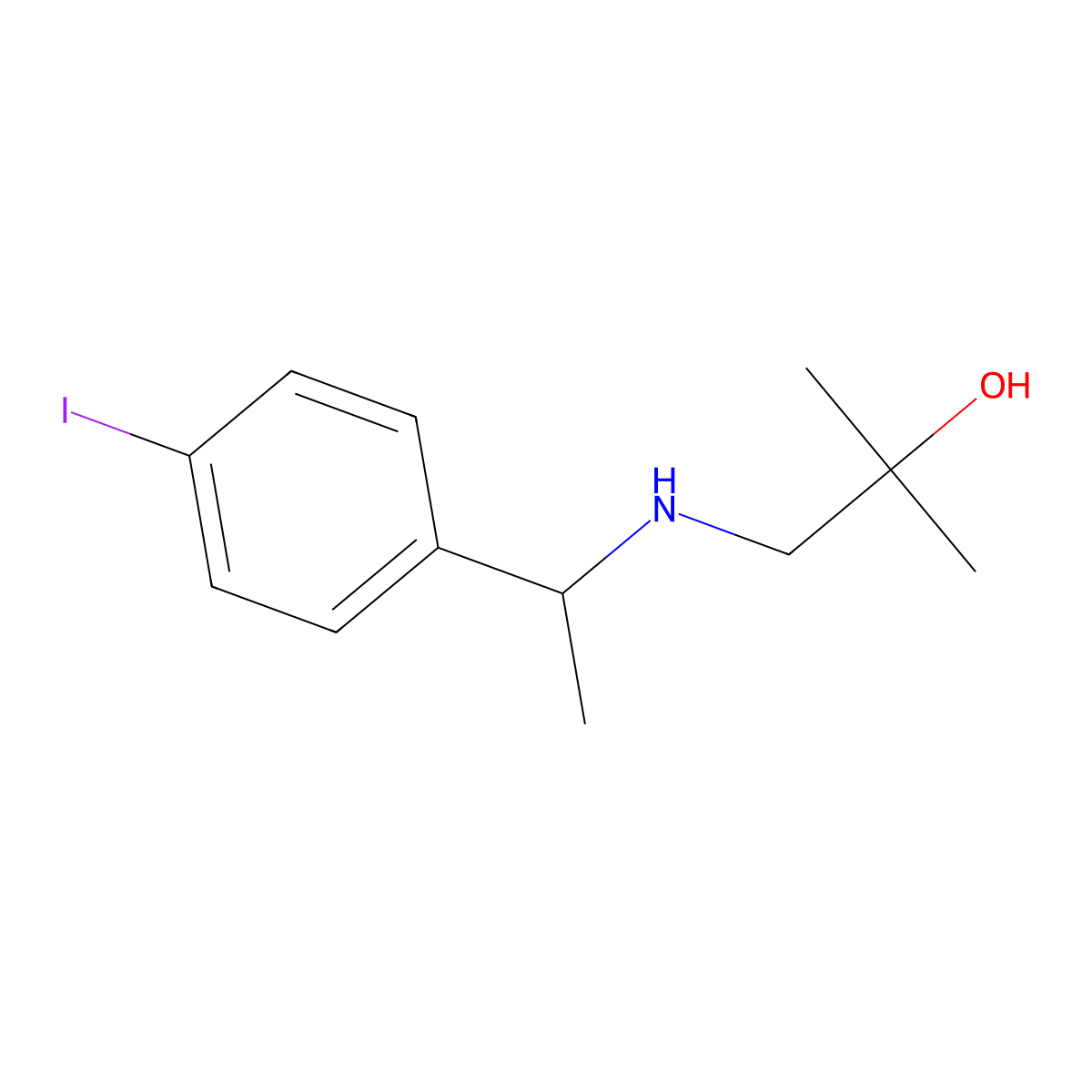 1-{[1-(4-Iodophenyl)ethyl]amino}-2-methylpropan-2-ol molecular structure, CAS 1491215-28-1