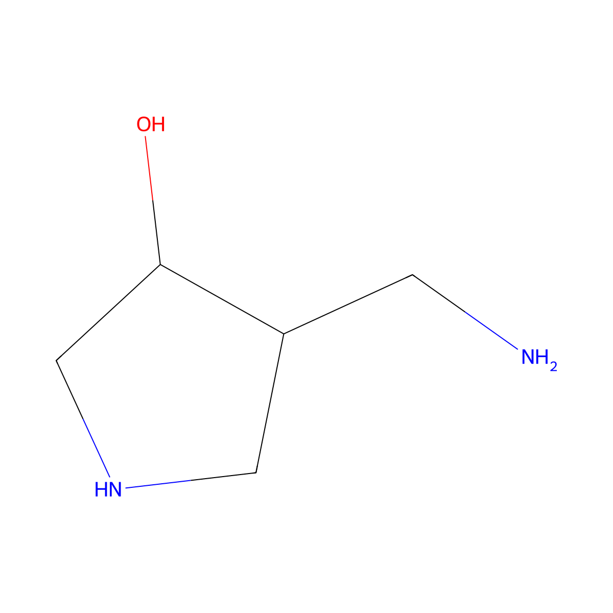 rac-(3R,4R)-4-(aminomethyl)pyrrolidin-3-ol molecular structure, CAS 1491271-29-4