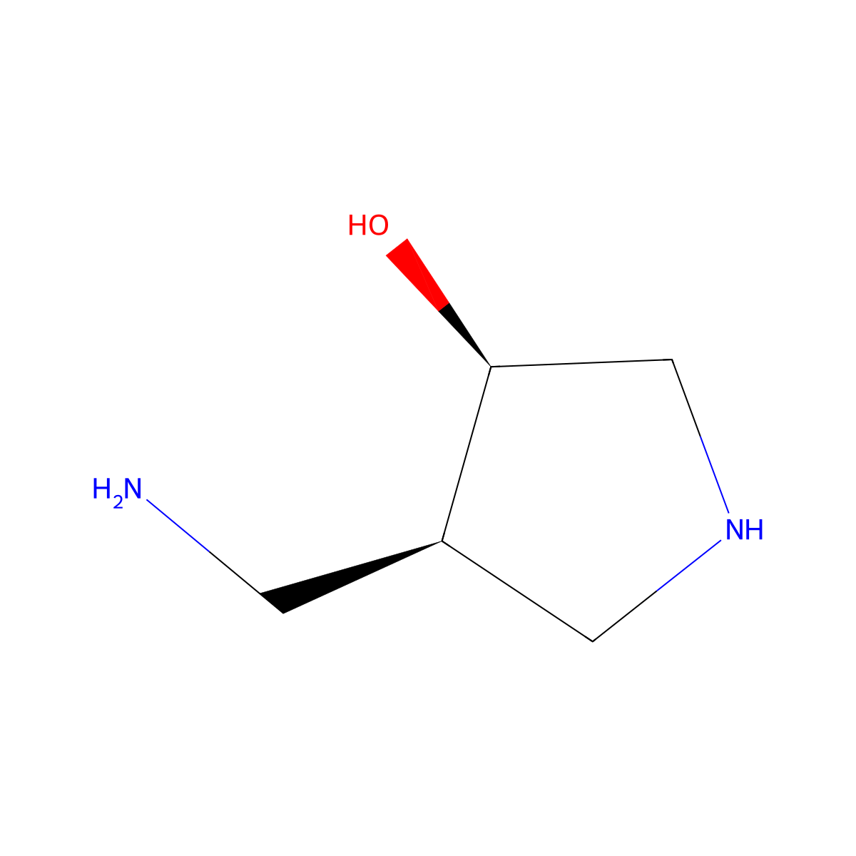 rac-(3R,4R)-4-(aminomethyl)pyrrolidin-3-ol molecular structure, CAS 1491271-29-4